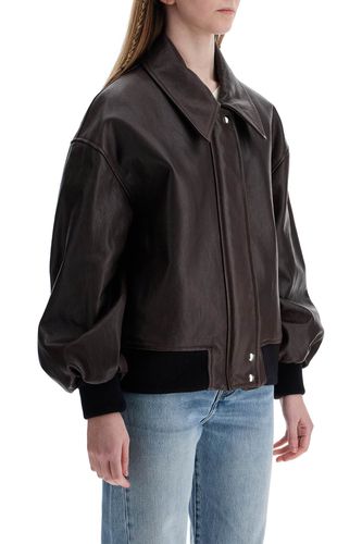 Dark Brown Leather Jacket With Puff Sleeves - Khaite - Modalova