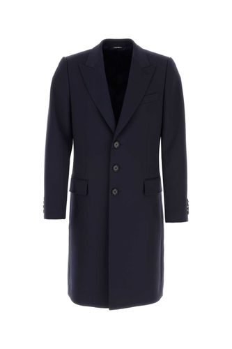 Dark Blue Stretch Polyester Blend Coat - Dolce & Gabbana - Modalova