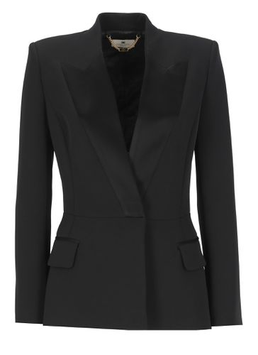 Crêpe Double-breasted Satin Jacket - Elisabetta Franchi - Modalova