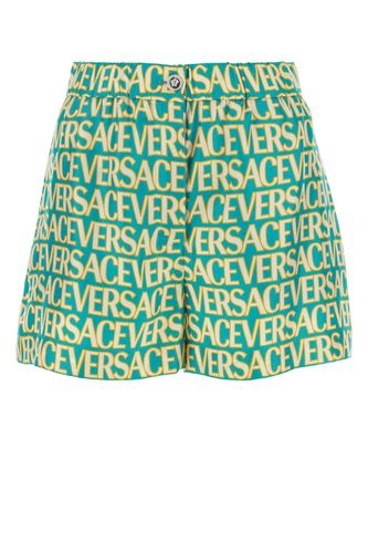 Printed Satin Allover Shorts - Versace - Modalova