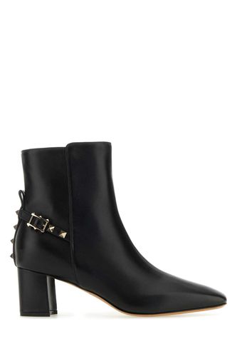 Black Nappa Leather Rockstud Ankle Boots - Valentino Garavani - Modalova