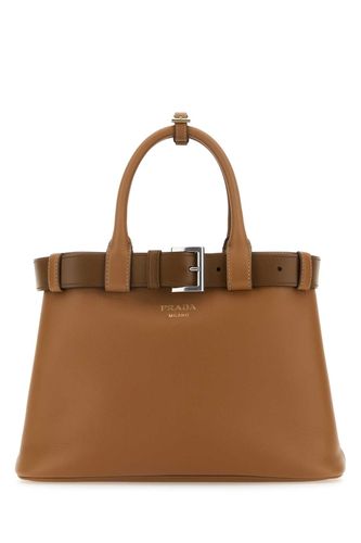 Caramel Leather Buckle Medium Handbag - Prada - Modalova