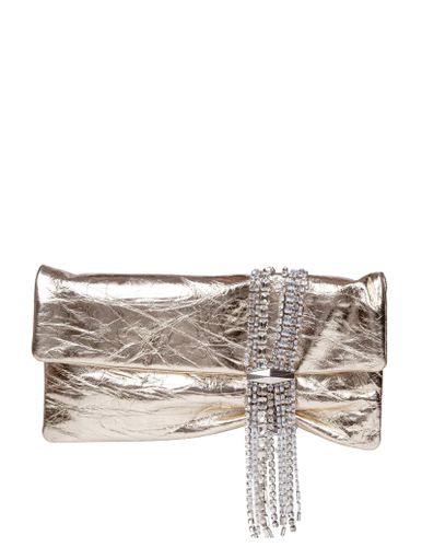 Vintage Effect Leather Clutch Bag With Hanging Crystals - Jimmy Choo - Modalova