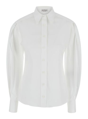 Shirt With Pointed Collar In Cotton Blend Woman - Brunello Cucinelli - Modalova