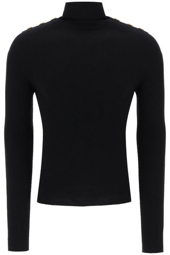 Turtleneck Sweater With Monogram Buttons - Balmain - Modalova