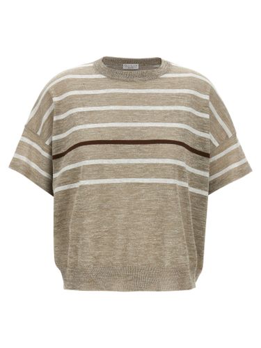 Lurex Stripes Sweater - Brunello Cucinelli - Modalova