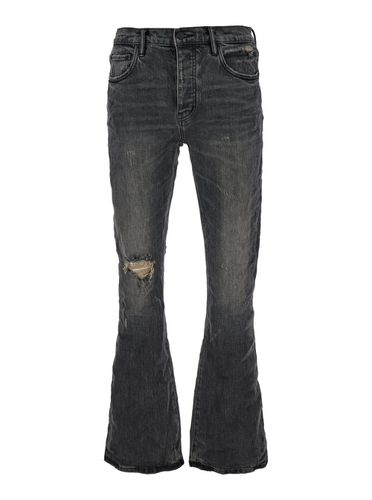 Flared Jeans With Crinkled Effect In Stretch Cotton Denim Man - Purple Brand - Modalova