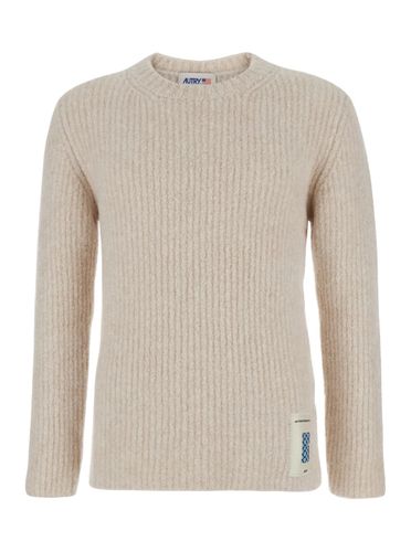 Crewneck Sweater With Logo Patch In Fabric Man - Autry - Modalova
