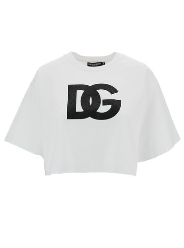 Crewneck T-shirt With Dg Logo Ptint In Cotton - Dolce & Gabbana - Modalova