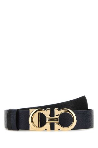 Midnight Blue Leather Reversible Belt - Ferragamo - Modalova