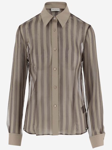 Cotton And Silk Shirt With Striped Pattern - Dries Van Noten - Modalova