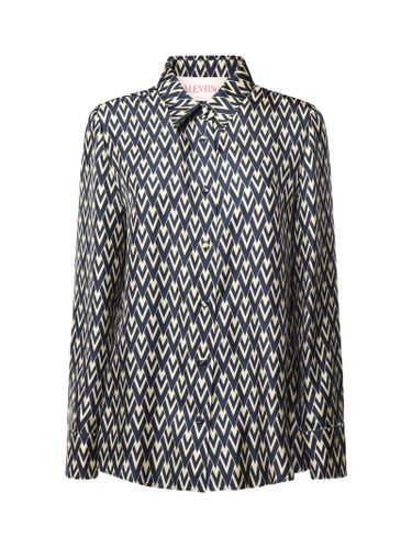 Valentino Silk Twill Shirt With All Over Toute La V Print - Valentino Garavani - Modalova