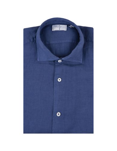Fedeli Blue Linen Classic Shirt - Fedeli - Modalova