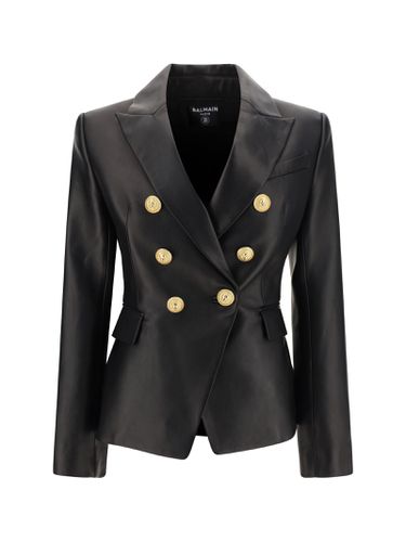 Balmain Leather Blazer Jacket - Balmain - Modalova