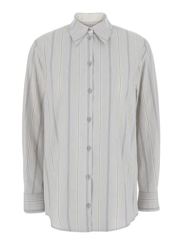 Shirt With Classic Collar And All-over Striped Motif In Cotton Woman - Low Classic - Modalova