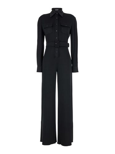 Jumpsuit With Buttons And Adjustable Belt In Stretch Satin Woman - Tom Ford - Modalova