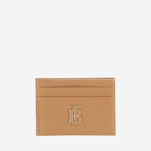 Grained Leather Card Holder With Logo - Burberry - Modalova