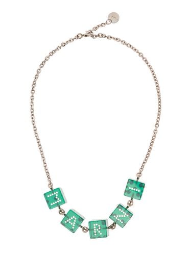 Chain Necklace With Branded Dice-shaped Charms In Green Transparent Resin Woman - Marni - Modalova