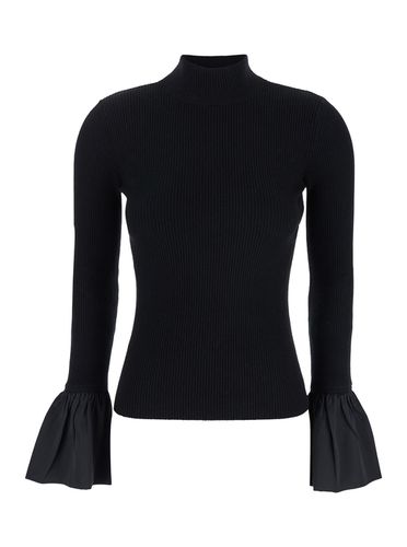 Black Sweater With Mock Neck And Flared Cuffs In Viscose Blend Woman - TwinSet - Modalova