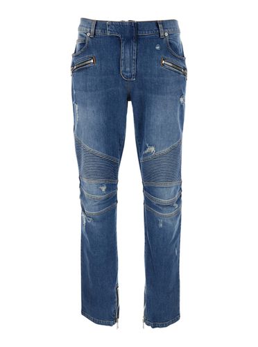 Biker Denim Pants - Vintage Wash - Balmain - Modalova