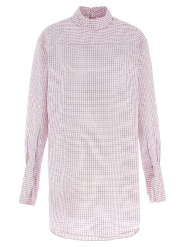 Grid Mock-neck Long-sleeve Shirt - Dries Van Noten - Modalova