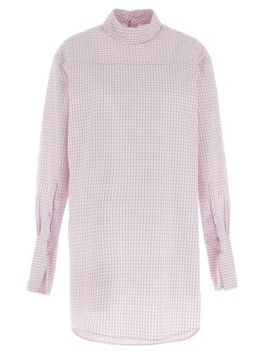 Grid Mock-neck Long-sleeve Shirt - Dries Van Noten - Modalova