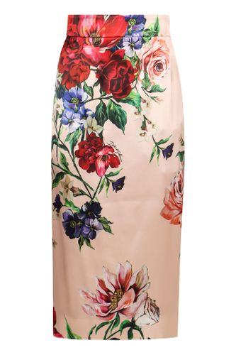 Printed Stretch Satin Skirt - Dolce & Gabbana - Modalova