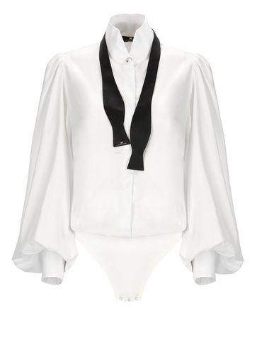 Poplin Body Shirt With Tie - Elisabetta Franchi - Modalova