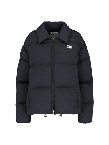 Miu Miu Logo Print Down Jacket - Miu Miu - Modalova