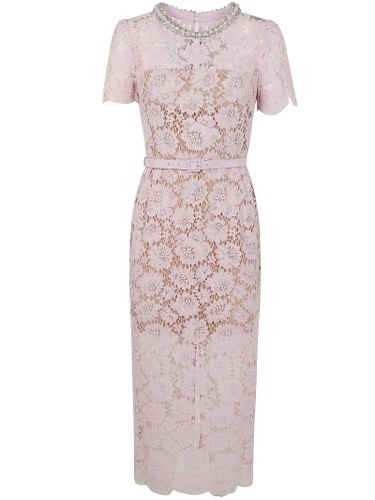 Fine Lace Pearl Midi Dress - self-portrait - Modalova