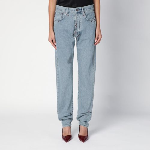 Light Denim Jeans With Rivets - Moschino - Modalova