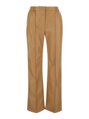 Brown Pants With Elastic Waistband And Logo In Eco Leather Woman - TwinSet - Modalova