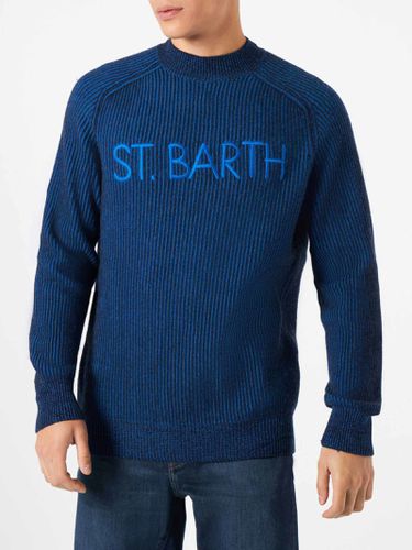 Man Half-turtleneck Ribbed Blue Sweater - MC2 Saint Barth - Modalova