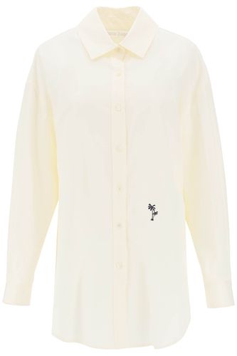 Poplin Shirt With Palm Embroidery - Palm Angels - Modalova