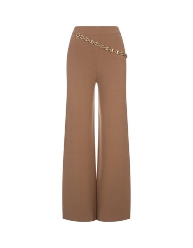 Camel Wool And Cashmere Wide-leg Trousers With Chain - Paco Rabanne - Modalova