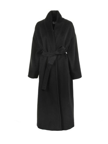 Marella Black Long Coat With Belt - Marella - Modalova