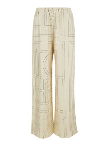 Pants With All-over Monogram In Silk Woman - Totême - Modalova