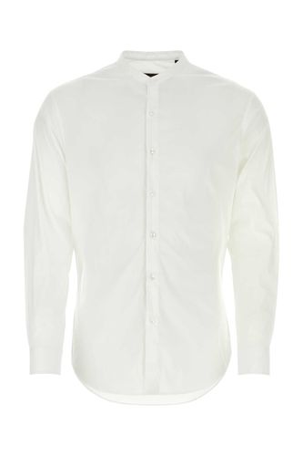 White Stretch Poplin Shirt - Giorgio Armani - Modalova