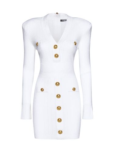 Balmain Gold Button Mini Dress - Balmain - Modalova