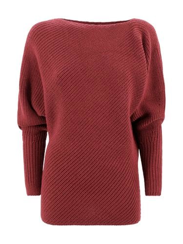 Bordeaux Asymmetric Sweater With Boat Neck In Wool Blend Woman - Philosophy di Lorenzo Serafini - Modalova