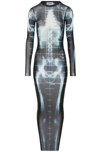 Long Dress With X-ray Print In Black, Blue, And Light Blue Squeletor - Jean Paul Gaultier - Modalova