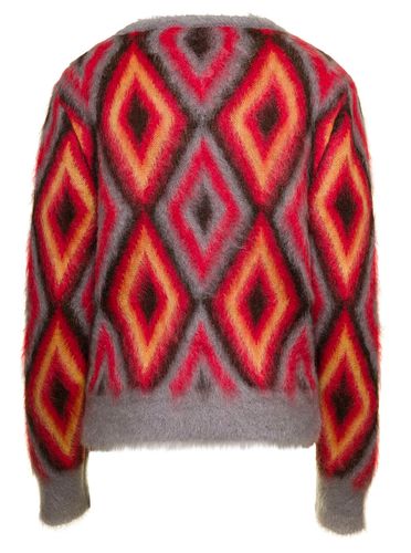 Red Sweater With Intarsia-knit Geometric Pattern In Brushed Wool Blend Woman - Etro - Modalova