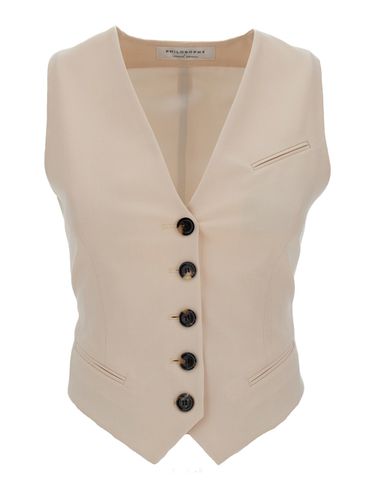 White 5-button Vest In Wool Blend Woman - Philosophy di Lorenzo Serafini - Modalova