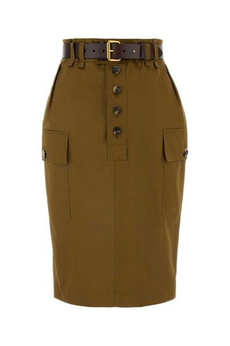 Khaki Cotton Blend Skirt - Saint Laurent - Modalova