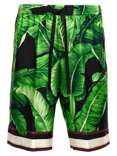 Bermuda Shorts With All-over Leaf Print - Dolce & Gabbana - Modalova