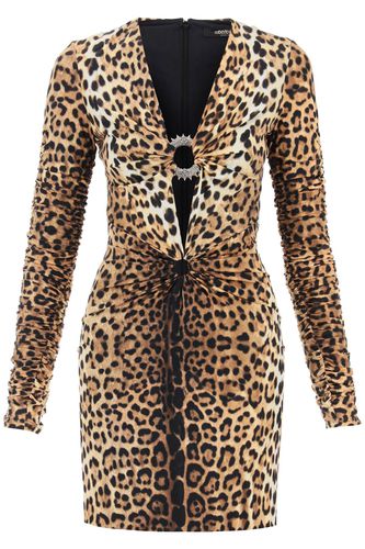 Mini Dress With Leopard Print And Cut-out - Roberto Cavalli - Modalova
