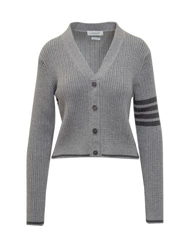 Knitted Cardigan With Striped Details - Thom Browne - Modalova