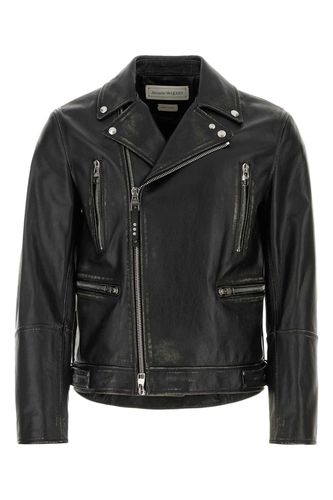 Black Leather Jacket - Alexander McQueen - Modalova