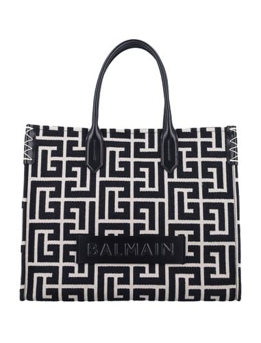 B-army 42 Monogram Jacquard And Leather Tote Bag - Balmain - Modalova