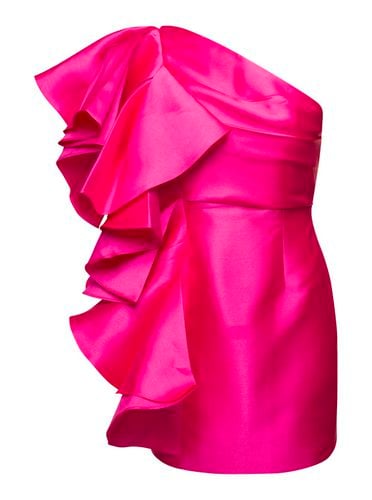 Fuchsia Mini Dress With Ruffles At The Side In Techno Fabric Woman - Solace London - Modalova